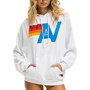 Aviator Nation Logo Pullover Relaxed Hoodie - White